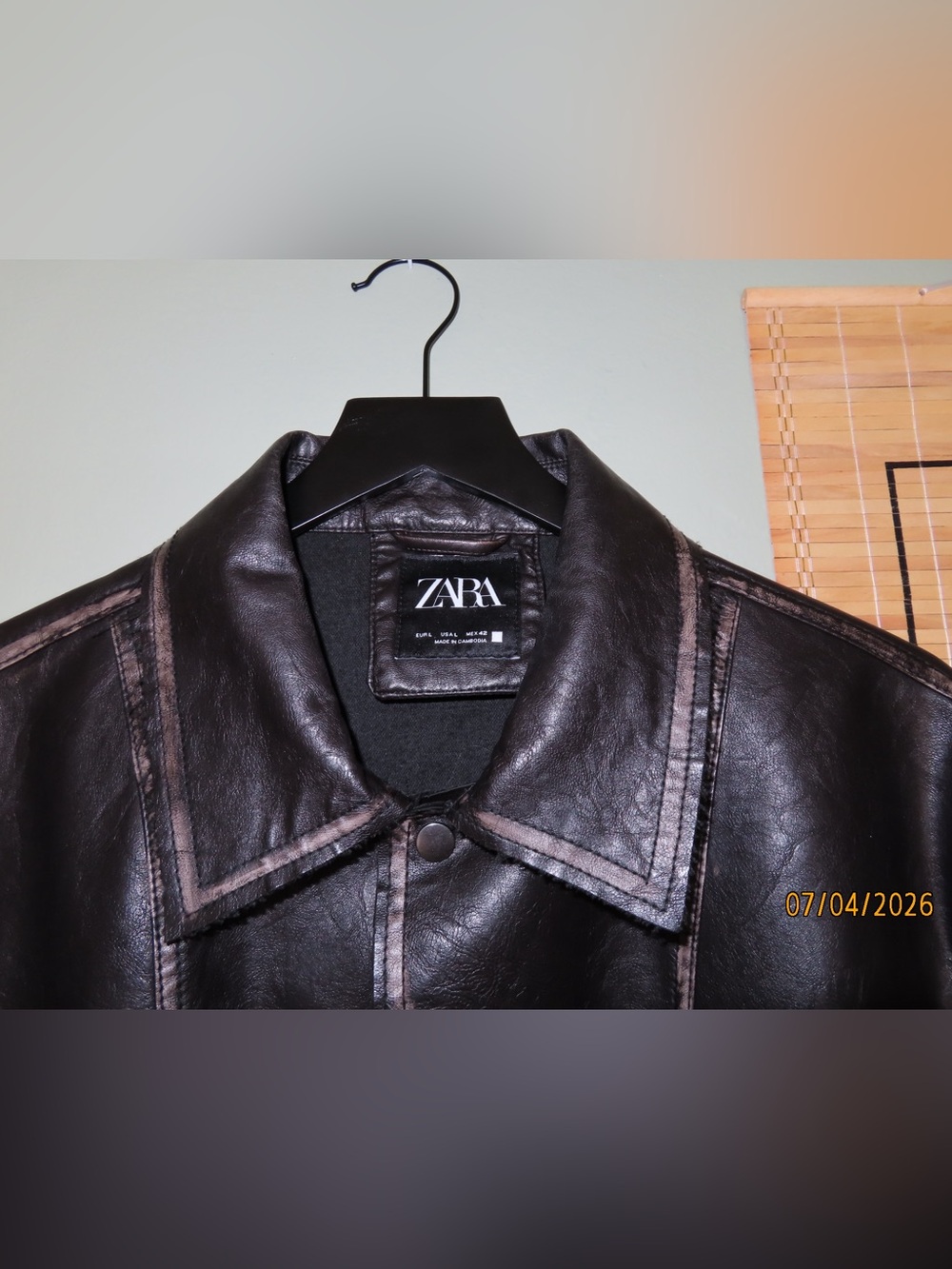 ZARA Black Faux Leather Bomber Jacket - Picture 4 of 7